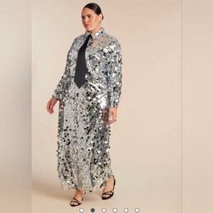 Eloquii Silver Sequin Maxi Dress